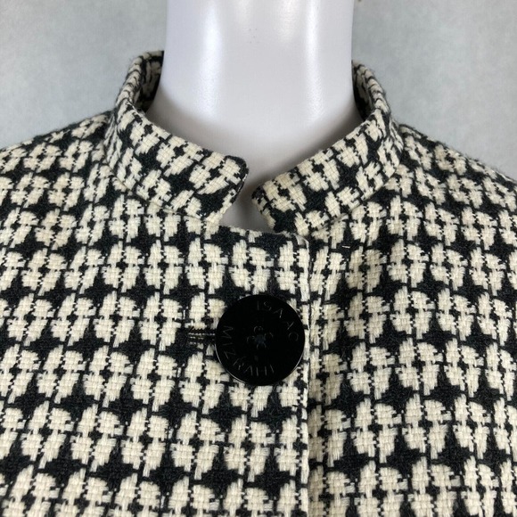 Isaac Mizrahi Jacket Womens Sz 12 Black White Tweed Wool Blazer Logo Buttons‎ - Picture 5 of 9